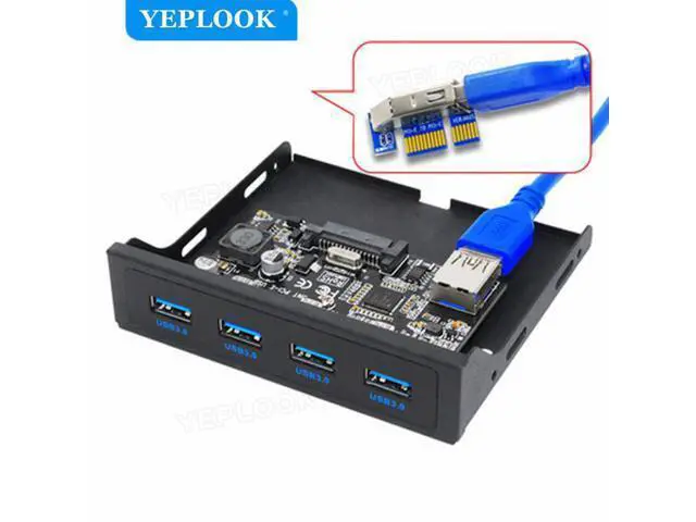Alt view image 3 of 5 - PCI-E to 4 Port USB3.0 3.5" Floppy Drive Front Panel Bracket Expansion Card 5Gbs PCIe x1 Riser Cable 60cm Chipset NEC720201