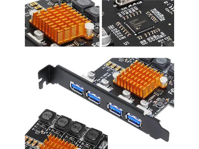 Alt view image 3 of 5 - 4 Port USB3.0 PCI-E Expansion Card 5Gbps USB3.0 Adapter Controller Card NEC 2A Independent Power Supply No Need External Power