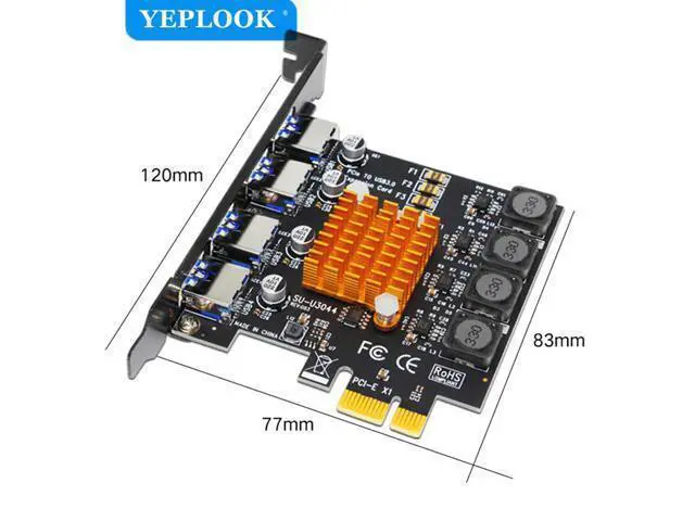 Alt view image 4 of 5 - 4 Port USB3.0 PCI-E Expansion Card 5Gbps USB3.0 Adapter Controller Card NEC 2A Independent Power Supply No Need External Power