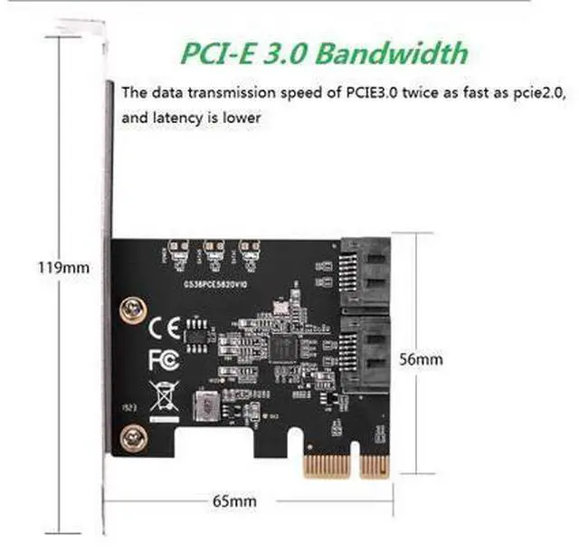 Alt view image 5 of 7 - PCIe PCI Express to SATA3.0 2-Port SATA III 6G Controller Expansion Card Adapter For chia mining