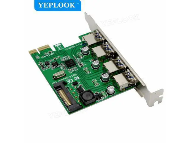 Alt view image 4 of 7 - PCIe to External 4 Ports USB3.0 Expansion Card Support PCI-E x1 x4 x8 x16 NEC720201 Chipset 5Gbps with 15Pin SATA Power U3N04S