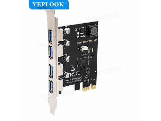 Alt view image 3 of 7 - 4 Port USB3.0 PCI-E X1 Expansion Card PCIe USB3.0 HUB Controller Adapter 5Gbps VIA Chipset Independent Power Supply Plug & play