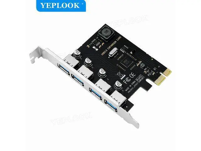 Alt view image 4 of 7 - 4 Port USB3.0 PCI-E X1 Expansion Card PCIe USB3.0 HUB Controller Adapter 5Gbps VIA Chipset Independent Power Supply Plug & play