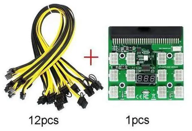 Main image of PSU/GPU Power Adapter Breakout Board 12V Ethereum ETH ZEC Devices Mining Power Supply 12pcs 18AWG PCI-E 6Pin To 6+2Pin Cables 50cm