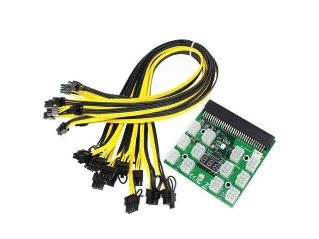 Alt view image 2 of 7 - PSU/GPU Power Adapter Breakout Board 12V Ethereum ETH ZEC Devices Mining Power Supply 12pcs 18AWG PCI-E 6Pin To 6+2Pin Cables 50cm