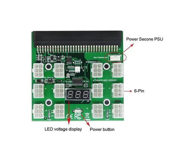 Alt view image 3 of 7 - PSU/GPU Power Adapter Breakout Board 12V Ethereum ETH ZEC Devices Mining Power Supply 12pcs 18AWG PCI-E 6Pin To 6+2Pin Cables 50cm