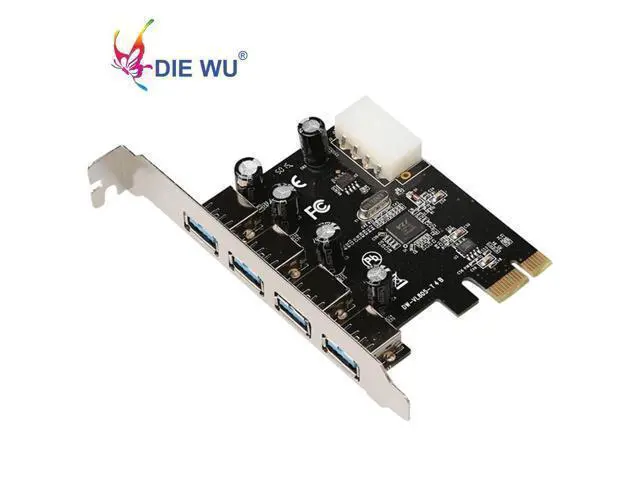 Alt view image 3 of 5 - 4 Ports USB3.0 Riser card for VL805 PCIe X1 to 4 ports USB3.0 4 pin power add on card TXB048