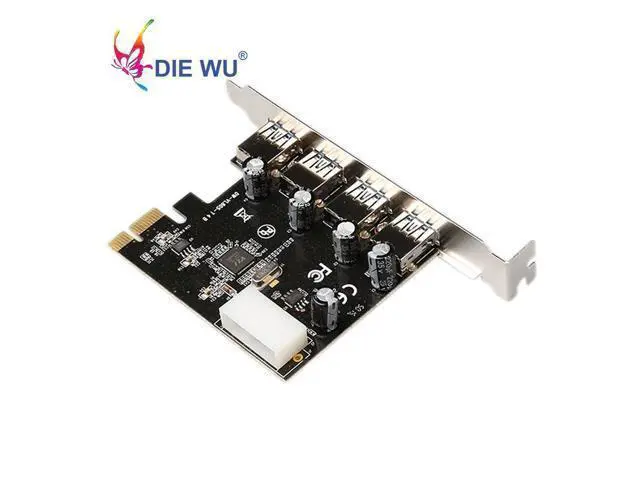 Alt view image 2 of 5 - 4 Ports USB3.0 Riser card for VL805 PCIe X1 to 4 ports USB3.0 4 pin power add on card TXB048