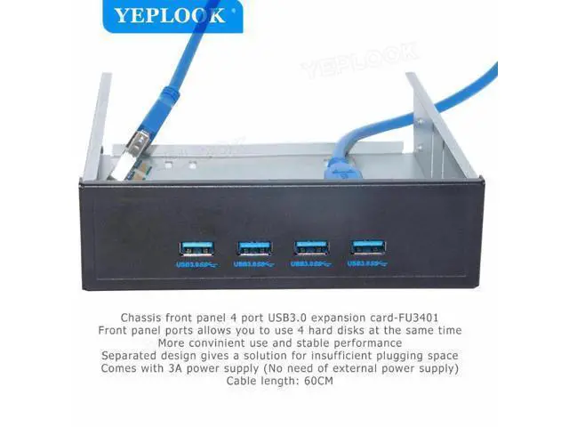 Alt view image 3 of 7 - PCI-E x1 to 4 Port USB3.0 Expansion Card 5.25" Floppy Bay Front Panel with Free 60cm USB3.0 Cable NEC720201 5Gbps for PC Desktop