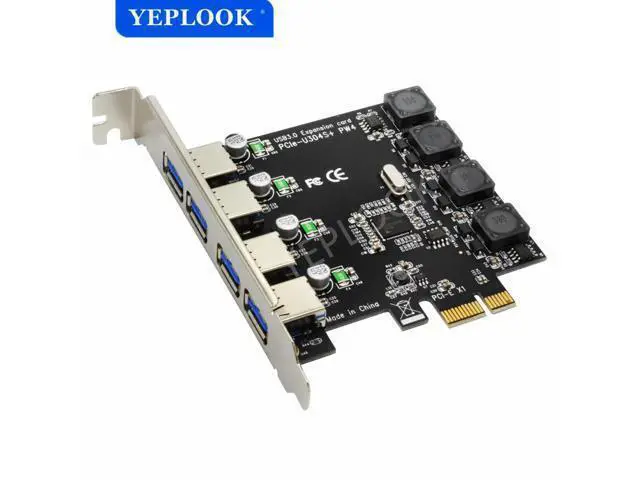 Alt view image 2 of 7 - 4 Ports USB3.0 PCIe X1 X4 X8 X16 Expansion Card PCI-E to External 4 Ports USB3.0 NEC D720201 Independent Power Supply 5Gbps 4*2A