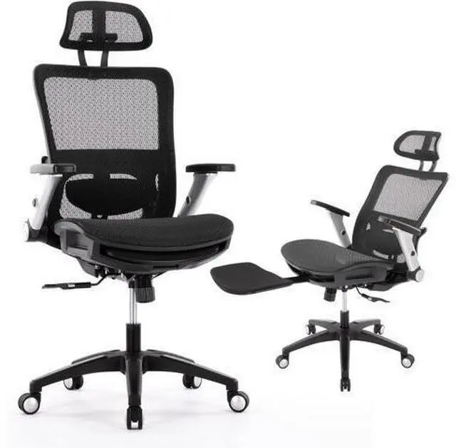 Main image of Ergonomic Mesh Office Chair with Footrest, High Back Computer Executive Desk Chair with Headrest and 4D Flip-up Armrests, Adjustable Tilt Lock and Lumbar Support-Black