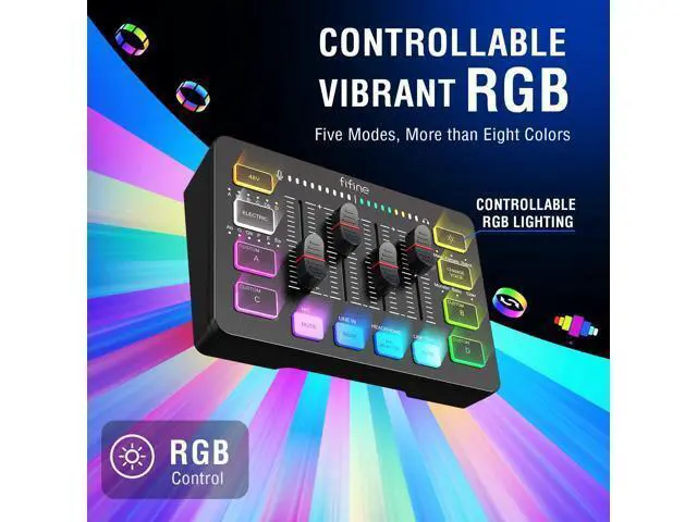 Alt view image 6 of 7 - FIFINE Gaming Audio Mixer, Streaming RGB PC Mixer with XLR Microphone Interface, Individual Control, Volume Fader, Mute Button, 48V Phantom Power, for Podcast/Recording/Vocal/Game Voice-AmpliGame SC3