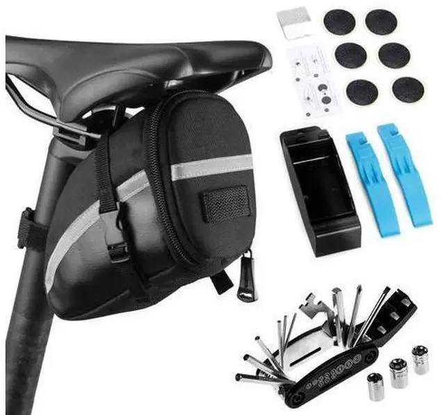 Alt view image 7 of 7 - Bike Repair Tool Kits Bicycle Saddle Bag Cycling Seat Pack 16 in 1 Multi Function Repair Tool Kit