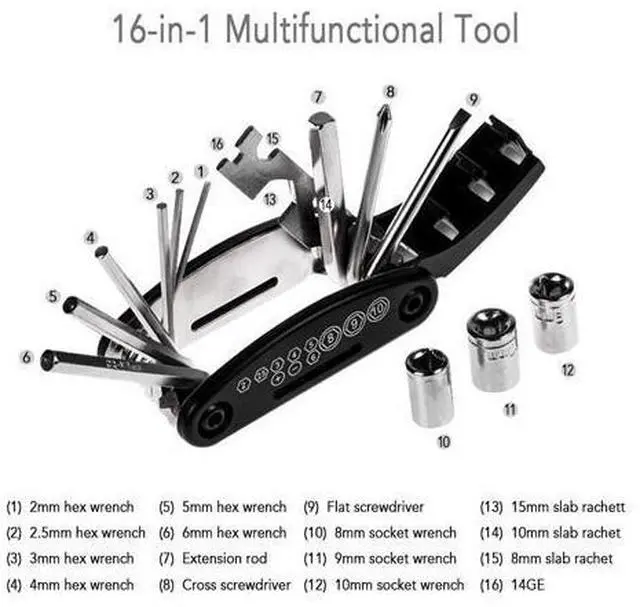 Alt view image 4 of 7 - Bike Repair Tool Kits Bicycle Saddle Bag Cycling Seat Pack 16 in 1 Multi Function Repair Tool Kit