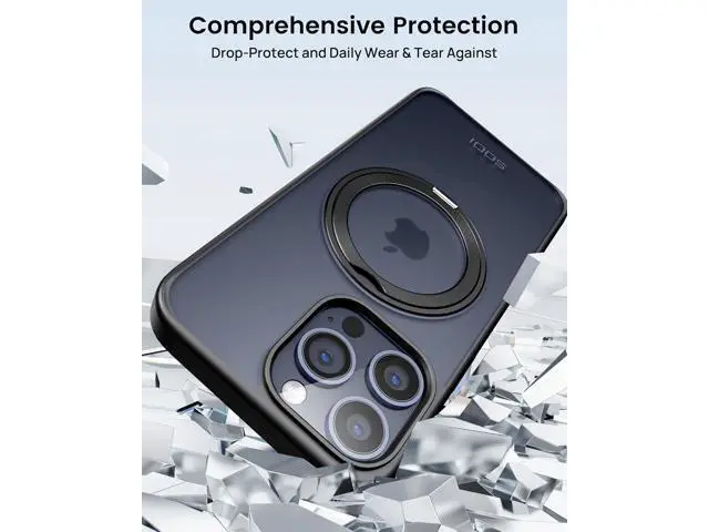 Alt view image 5 of 7 - Magnetic Phone Case for iPhone 15 Pro Max, Case with Alloy Invisible Kickstand, 360°Rotate Ring Stand Case Compatible with Wireless Charger, Shockproof & Anti-Drop TPU+PC Case Clear