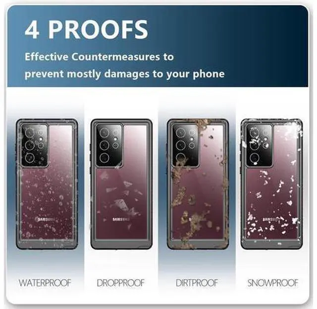 Alt view image 3 of 7 - Designed for Samsung Galaxy S22 Ultra Case, Waterproof Built-in Screen Protector Full Protection Heavy Duty Shockproof Anti-Scratched Rugged Case for Galaxy S22 Ultra 5G 6.8'' 2022, Black
