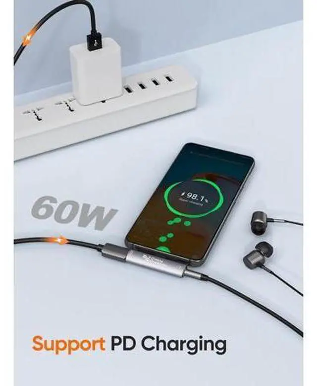 Alt view image 4 of 7 - USB C to 3.5mm Headphone and Charger Adapter, CableCreation 2 in 1 Type-C to 3.5mm Audio Hi-Res with PD Fast Charge, USB C to Aux with Charging Dongle for iPhone 15 Pro Max, Galaxy 24/23/22/21+, Pixel