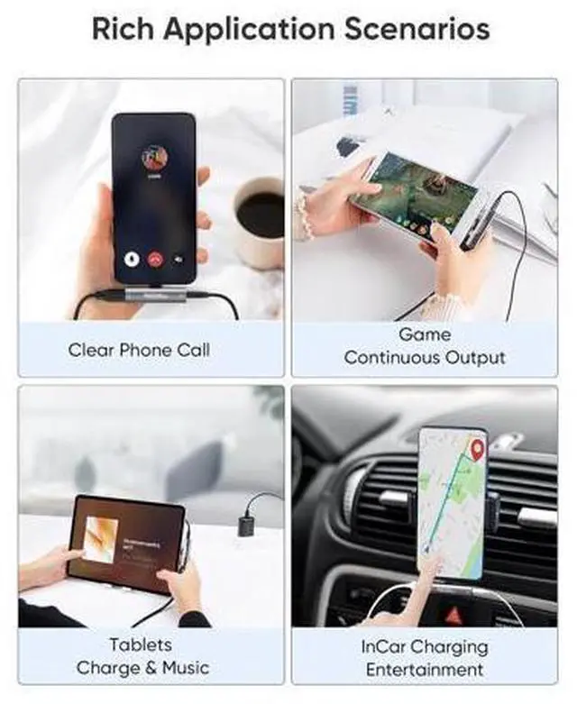 Alt view image 6 of 7 - USB C to 3.5mm Headphone and Charger Adapter, CableCreation 2 in 1 Type-C to 3.5mm Audio Hi-Res with PD Fast Charge, USB C to Aux with Charging Dongle for iPhone 15 Pro Max, Galaxy 24/23/22/21+, Pixel