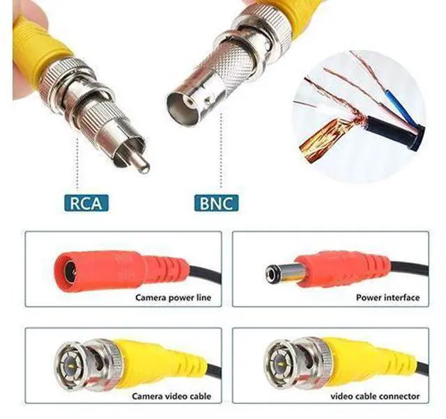 Alt view image 4 of 5 - BNC Cables 2 Pack HD Security Camera Cables Heavy Duty BNC Video Power Cable BNC Wire Extension with BNC to BNC BNC to RCA Connectors DC Power Cables for CCTV Security Camera 25FT 2PACK