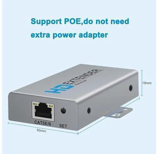 Alt view image 3 of 7 - HDMI Extender Over Network IP Ethernet Kit Cat5e / Cat6 Cable 1080P @ 60Hz - Up to 164 ft - HDMI Loop Out POE Function Supported (Transmitter and Receiver)