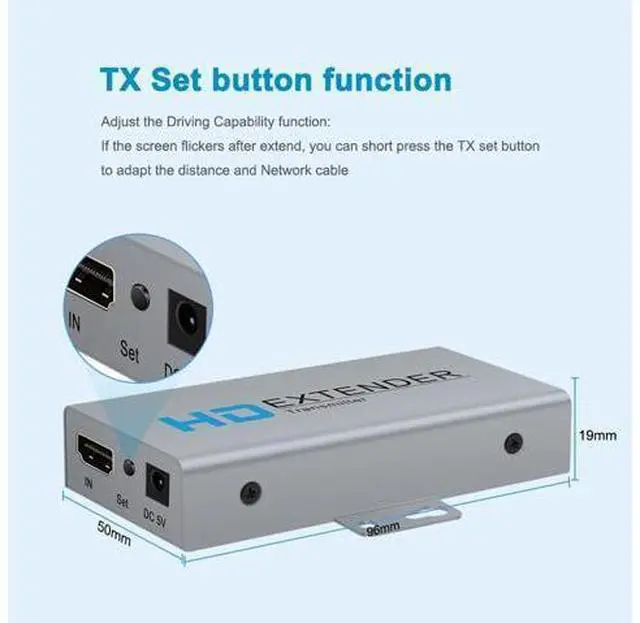 Alt view image 4 of 7 - HDMI Extender Over Network IP Ethernet Kit Cat5e / Cat6 Cable 1080P @ 60Hz - Up to 164 ft - HDMI Loop Out POE Function Supported (Transmitter and Receiver)
