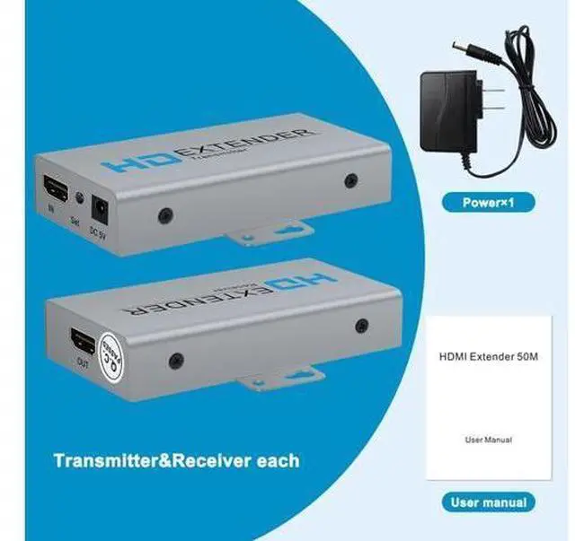 Alt view image 6 of 7 - HDMI Extender Over Network IP Ethernet Kit Cat5e / Cat6 Cable 1080P @ 60Hz - Up to 164 ft - HDMI Loop Out POE Function Supported (Transmitter and Receiver)