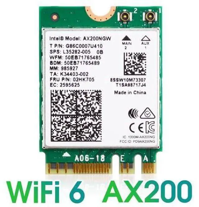 Main image of 3000Mbps WiFi 6 M.2 Key E For Intel AX200 Dual Band Wireless Adapter, AX200NGW Bluetooth 5.0 Wi-Fi Network Card, 2.4Ghz/5Ghz, 802.11ac/ax, Support MU-MIMO, OFDMA, Support Windows 10 For Laptop Desktop