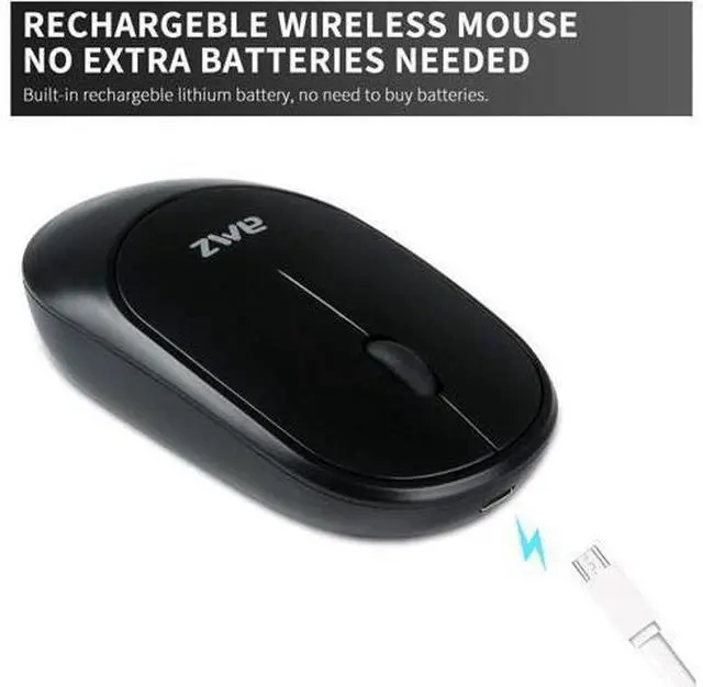 Alt view image 2 of 7 - Wireless Mouse, 2.4G Portable USB Wireless Mouse Computer Mice, Wireless Mouse Rechargeable Slim, 1200DPI Office and Home Cordless Mice for Laptop Mac PC Computer Windows XP/Vista /7/8/10 (Black)