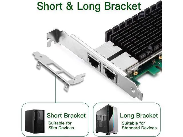 Alt view image 4 of 7 - 10Gb Ethernet NIC with Intel X540-BT2 Controller, 10G PCI-E Network Card Compare to Intel X540-T2 Converged Network Adapter, Dual RJ45 Copper Ports, PCI Express X8