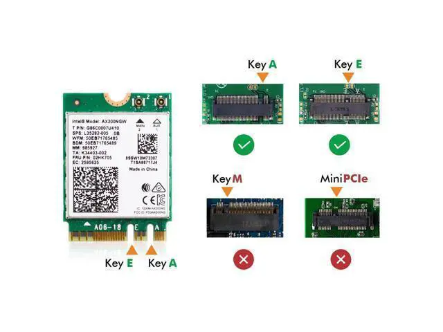 Alt view image 2 of 7 - 3000Mbps WiFi 6 M.2 Key E For Intel AX200 Dual Band Wireless Adapter, AX200NGW Bluetooth 5.0 Wi-Fi Network Card, 2.4Ghz/5Ghz, 802.11ac/ax, Support MU-MIMO, OFDMA, Support Windows 10 For Laptop Desktop