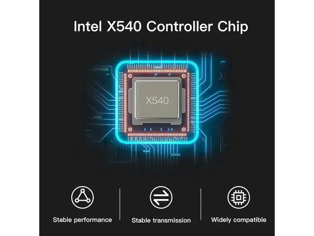 Alt view image 7 of 7 - 10Gb Ethernet NIC with Intel X540-BT2 Controller, 10G PCI-E Network Card Compare to Intel X540-T2 Converged Network Adapter, Dual RJ45 Copper Ports, PCI Express X8