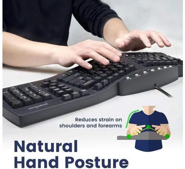 Alt view image 2 of 7 - Perixx PERIBOARD-512 Wired Ergonomic Split Keyboard with 7 Multimedia Keys & Integrated Wrist Rest, Black