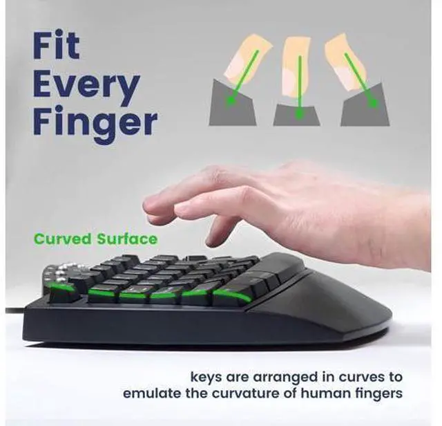Alt view image 3 of 7 - Perixx PERIBOARD-512 Wired Ergonomic Split Keyboard with 7 Multimedia Keys & Integrated Wrist Rest, Black