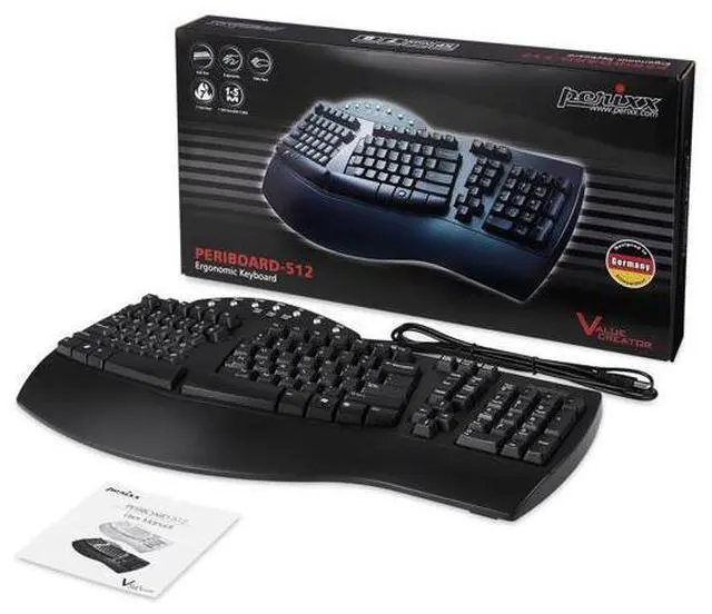 Alt view image 7 of 7 - Perixx PERIBOARD-512 Wired Ergonomic Split Keyboard with 7 Multimedia Keys & Integrated Wrist Rest, Black