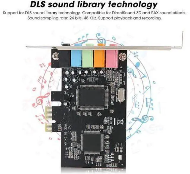 Alt view image 2 of 7 - PCIe Sound Card, Sound Card 6 Channels Stereo Desktop Audio Signal Conversion Hardware with Driver CD for Windows 7/Vista/XP 32/64bit