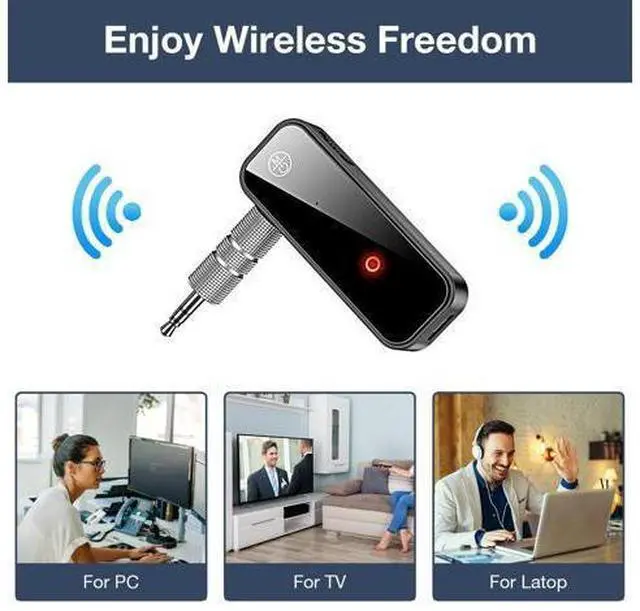 Alt view image 4 of 7 - USB Wireless Bluetooth 5.0 Transmitter Receiver 2in1 Audio Adapter 3.5mm Aux Car