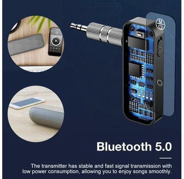Alt view image 5 of 7 - USB Wireless Bluetooth 5.0 Transmitter Receiver 2in1 Audio Adapter 3.5mm Aux Car