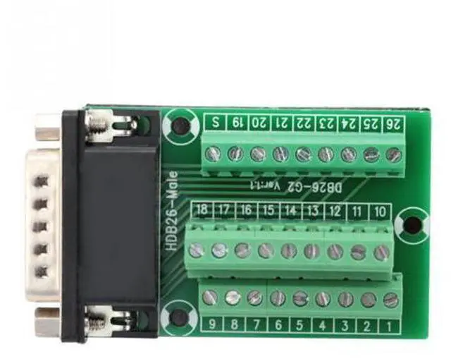 Alt view image 2 of 3 - DB26 DB26-G2-01 Male Adapter to PCB Terminal Signals Module Breakout Board Connector