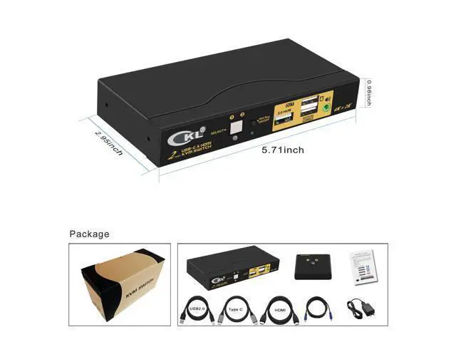 Alt view image 7 of 7 - CKL 2 Port USB Type C + HDMI KVM Switch 4K 60Hz for 2 Computers Sharing 1 Monitor, Keyboard and Mouse, with Audio Support and Cables CKL-62TH