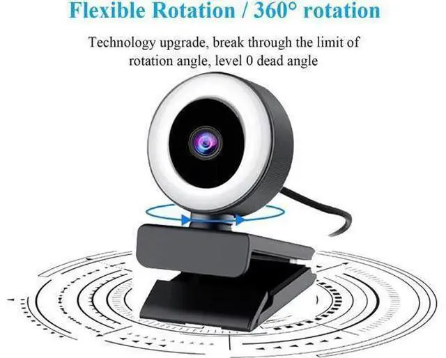 Alt view image 3 of 7 - Aibesy 1080P Full HD Webcam AF Web Camera Built in Adjustable Ring Light Auto Focus Microphone USB Computer Camera Plug and Play for PC Desktop Laptop Video Calling Conferencing Live