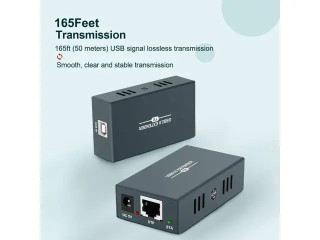Alt view image 3 of 7 - USB Extender 165ft Kit with 4 USB 2.0 Hub, Over Single Ethernet Cat5e/6/7 Up to 165ft(50m), Plug and Play, No Driver Needed, USB RJ45 LAN Extension