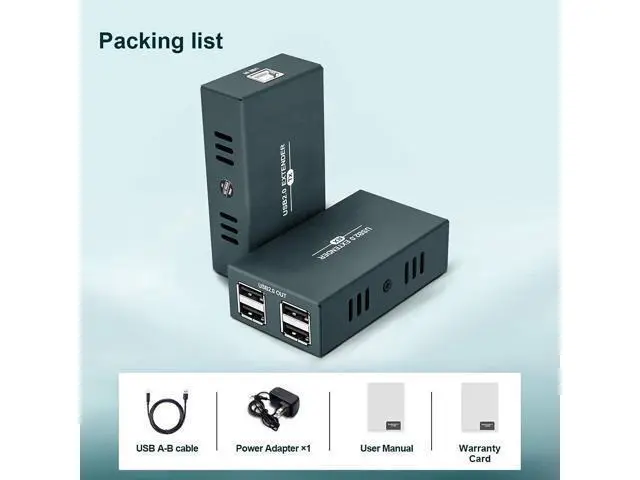 Alt view image 7 of 7 - USB Extender 165ft Kit with 4 USB 2.0 Hub, Over Single Ethernet Cat5e/6/7 Up to 165ft(50m), Plug and Play, No Driver Needed, USB RJ45 LAN Extension