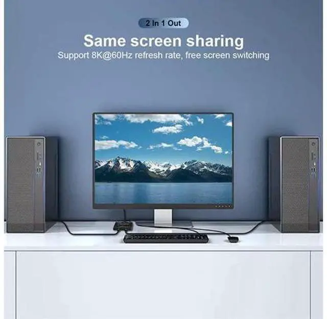 Alt view image 4 of 7 - Type C USB-C Two Way Switch 8k 60Hz 10Gbps Bi-Direction KVM Switch Split Converter for Multiple Source Displays USB c switcher 2 Computers 2 Monitors hub for Docking Station kvm Selector