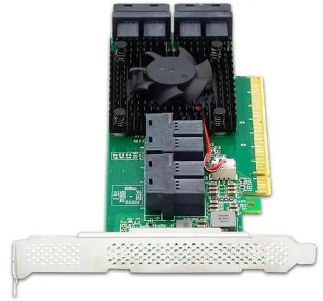 Alt view image 4 of 4 - 8 Port U.2 to PCI Express x16 SFF-8639 NVMe SSD Adapter with SFF-8643 Mini-SAS HD 36 Pin Connector and PLX8749 chipset for Servers