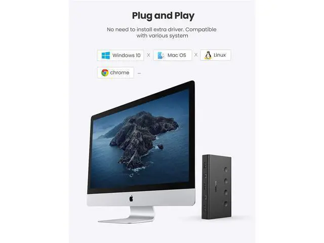 Alt view image 7 of 7 - UGREEN HDMI KVM Switch 4 in 1 Out 4K 60Hz USB Switcher Box Keyboard Mouse Printer Monitor Sharing Selector with USB Hub for Laptop Desktop PS4 Xbox One