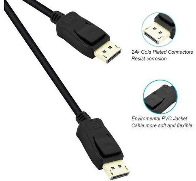 Alt view image 3 of 6 - 4K DisplayPort to DisplayPort Cable (DP to DP Cable, Display Port Cable) 6 Feet - 4K 60Hz, 2K 144Hz Monitor Support ,Black