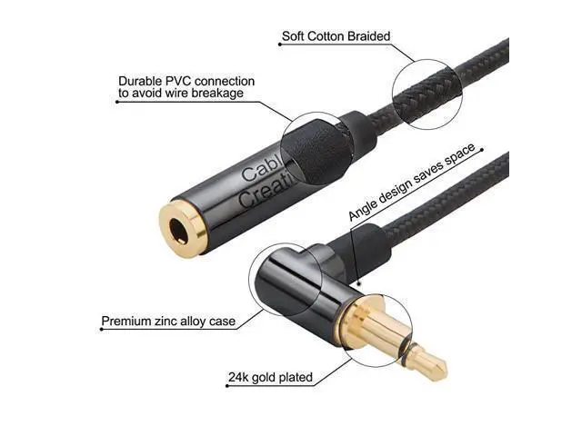 Alt view image 2 of 7 - 35mm Headphone Extension Cable Right Angle 35mm Male to Female Audio Stereo Cable with SilverPlating Copper Compatible with iPhones iPad Sony Beats PS4 Headset Black 3Feet