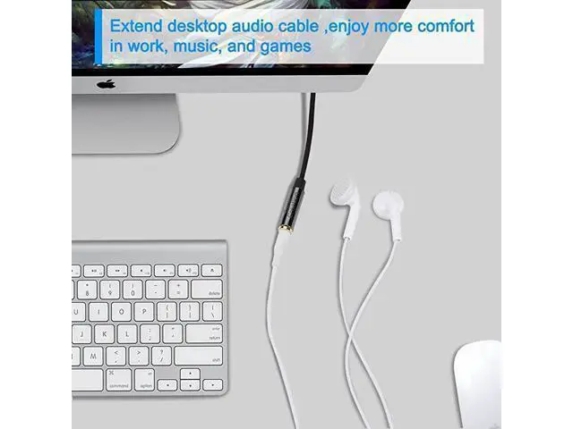Alt view image 4 of 7 - 35mm Headphone Extension Cable Right Angle 35mm Male to Female Audio Stereo Cable with SilverPlating Copper Compatible with iPhones iPad Sony Beats PS4 Headset Black 3Feet