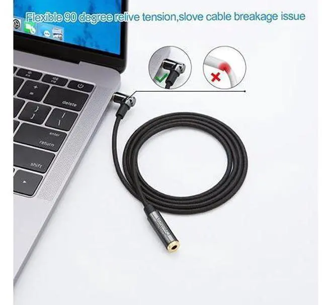 Alt view image 7 of 7 - 35mm Headphone Extension Cable Right Angle 35mm Male to Female Audio Stereo Cable with SilverPlating Copper Compatible with iPhones iPad Sony Beats PS4 Headset Black 3Feet