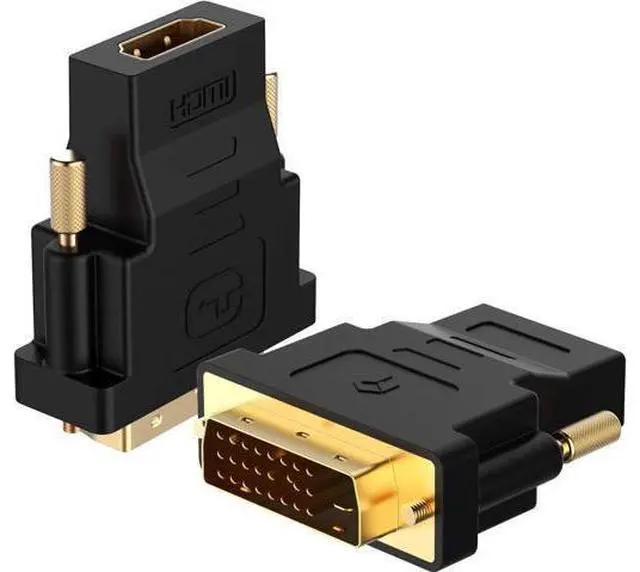 Main image of DVI to HDMI Adapter 2-Pack Gold-Plated 1080P Male to Female Converter (Black)